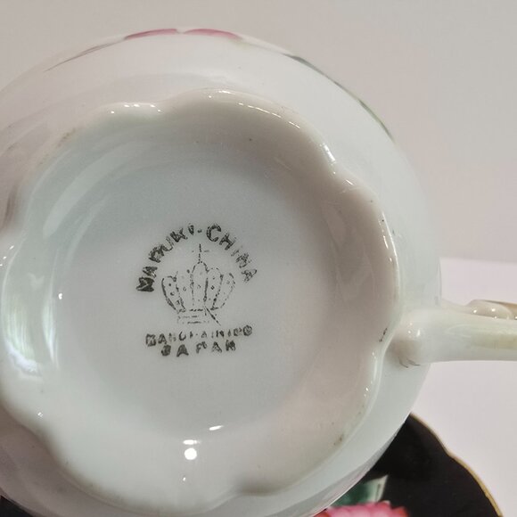 Maruki China - Vintage Teacup & Saucer Set, Hand-Painted Pink Orchids - Picture 5 of 7